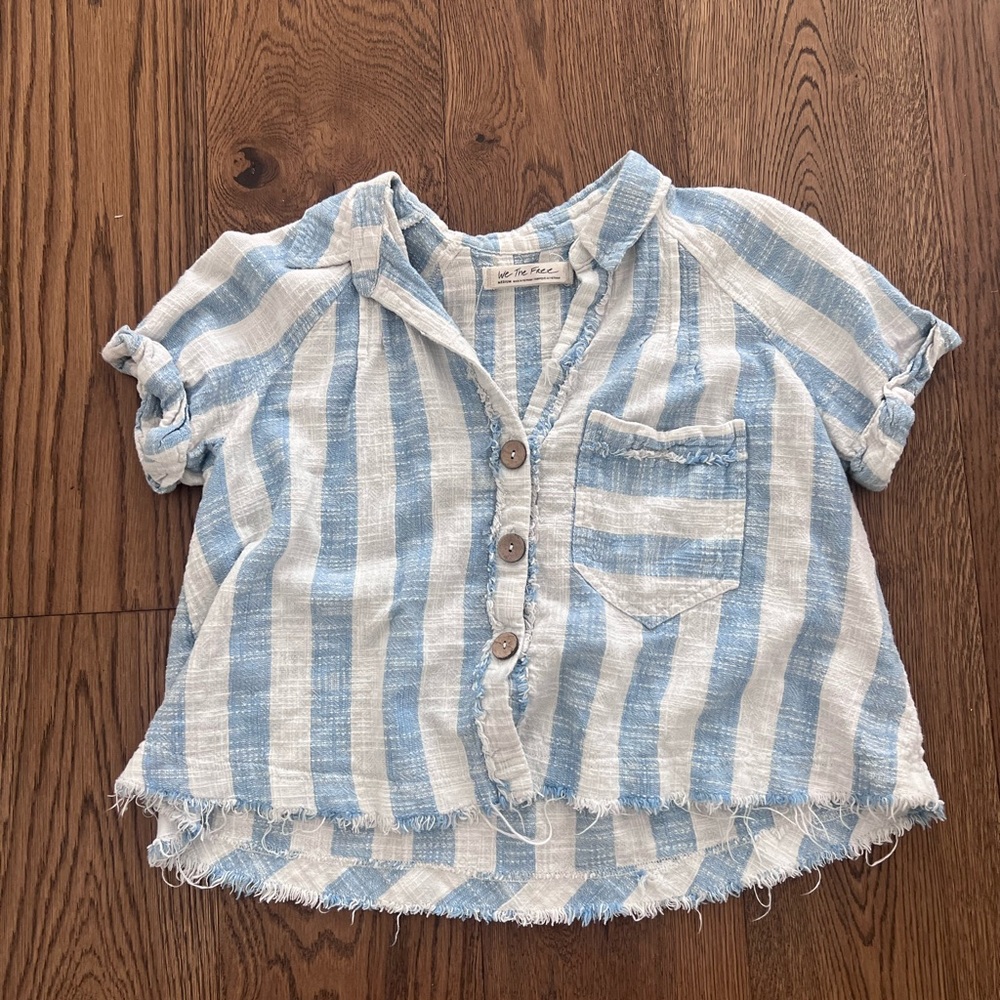 Free people blue and white striped blouse
